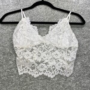 Love Tree Womens Small Lace Bralette Adjustable Straps White Sexy Lingerie Top